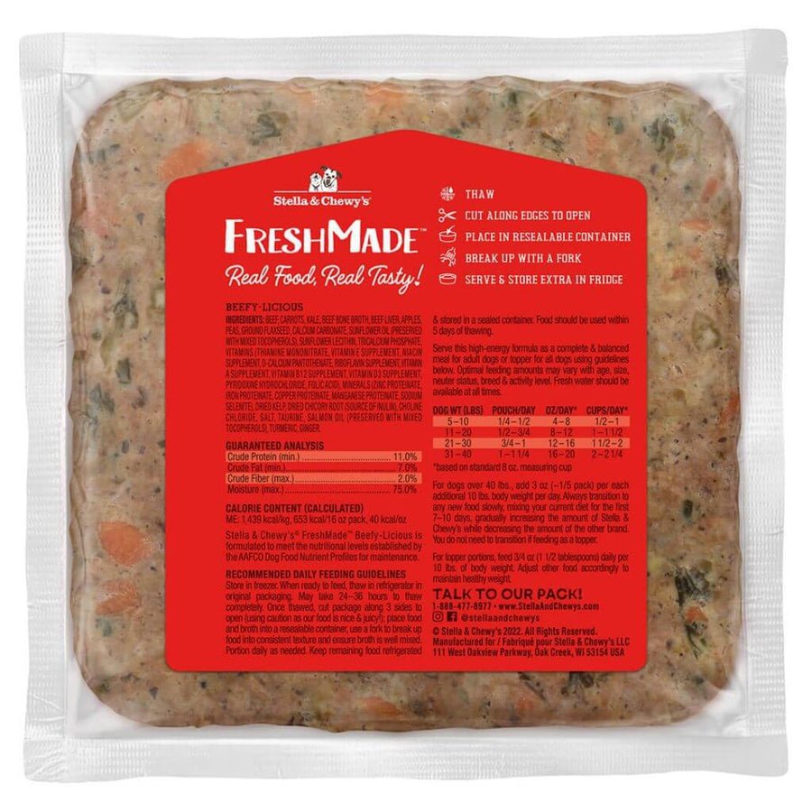 Stella and Chewy’s fresh made beefy - Lucious frozen food in juicy bone broth