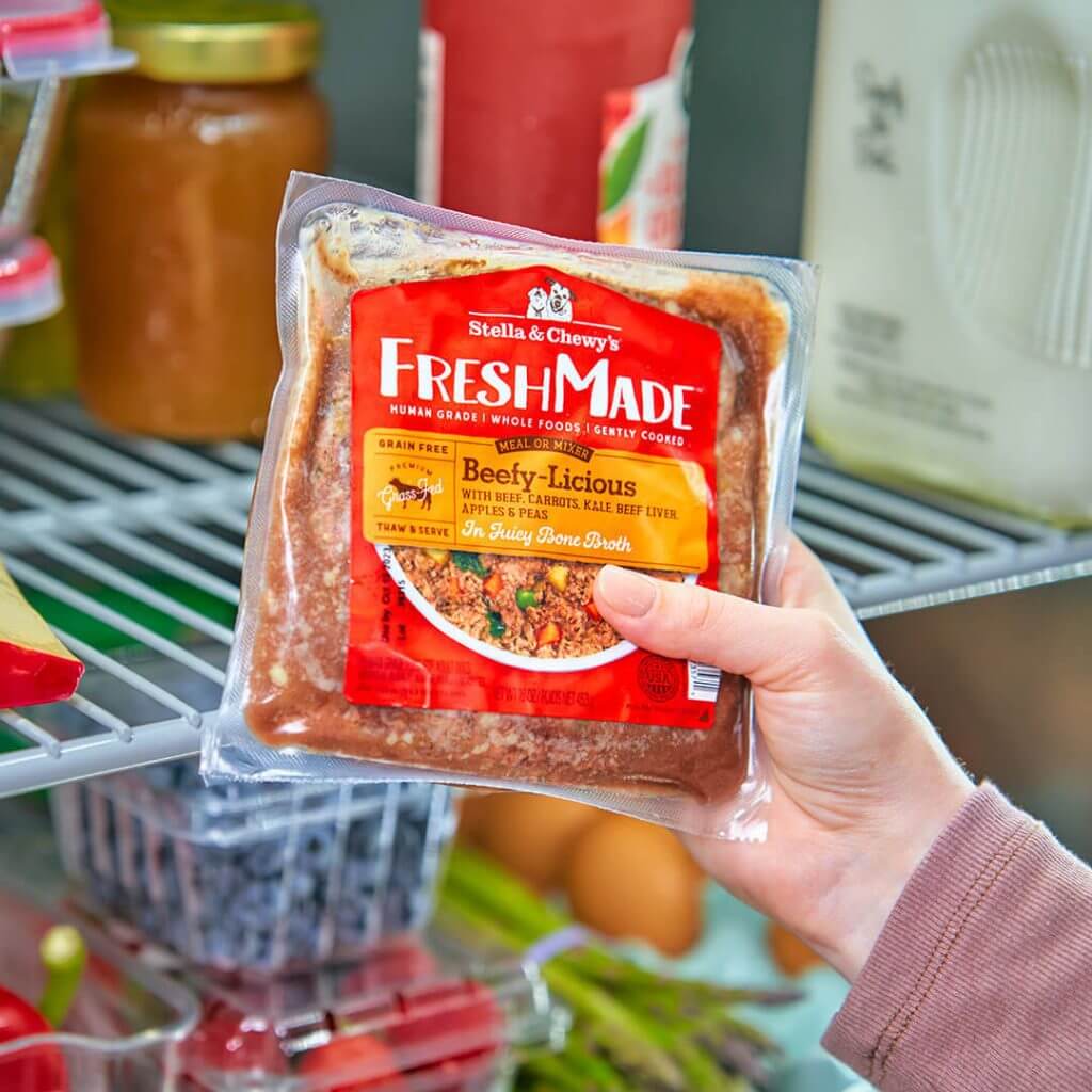 Stella and Chewy’s fresh made beefy - Lucious frozen food in juicy bone broth
