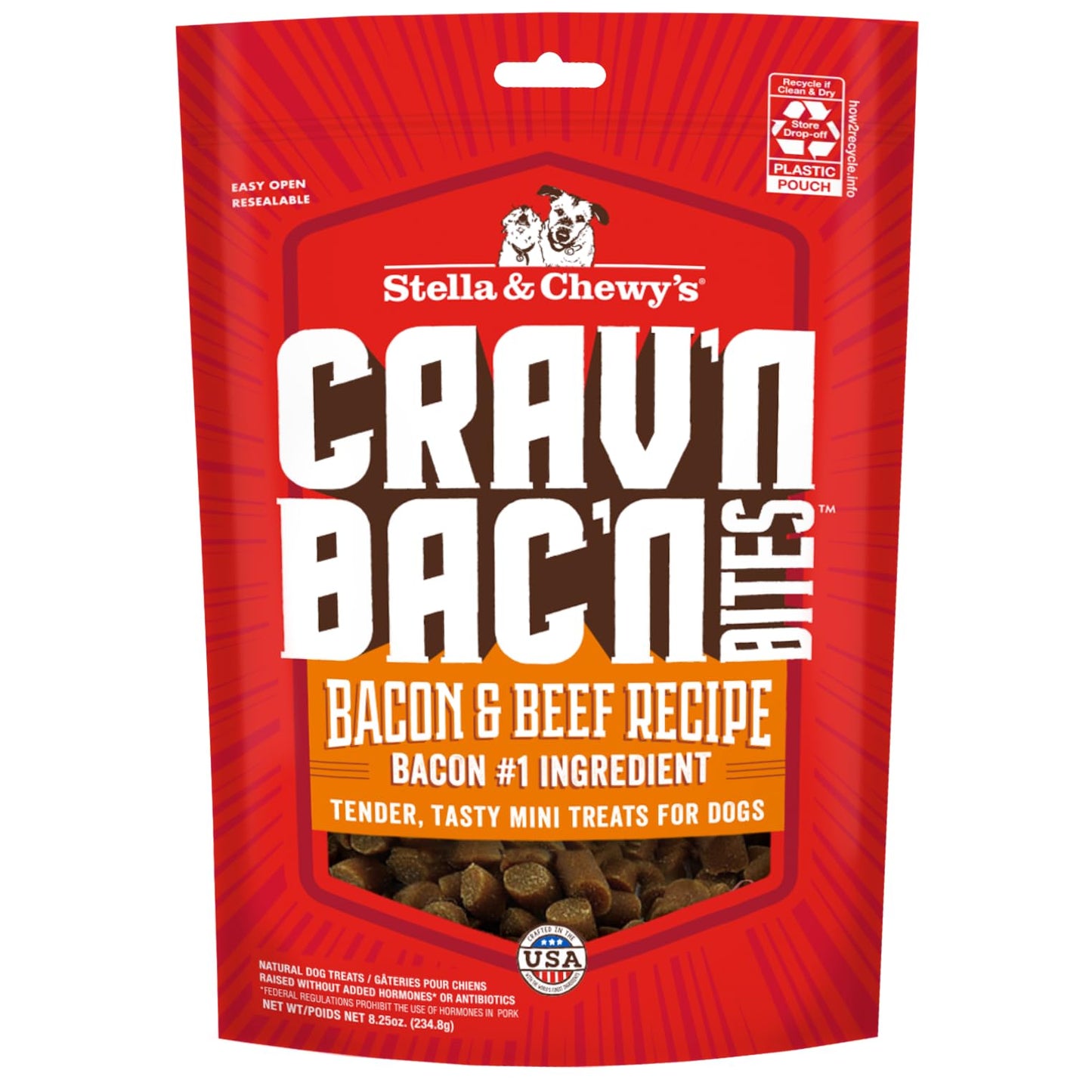 Stella & Chewy's Crav'n Bac'n Dog Treats Bacon & Beef Recipe, 8.25 oz. Bag