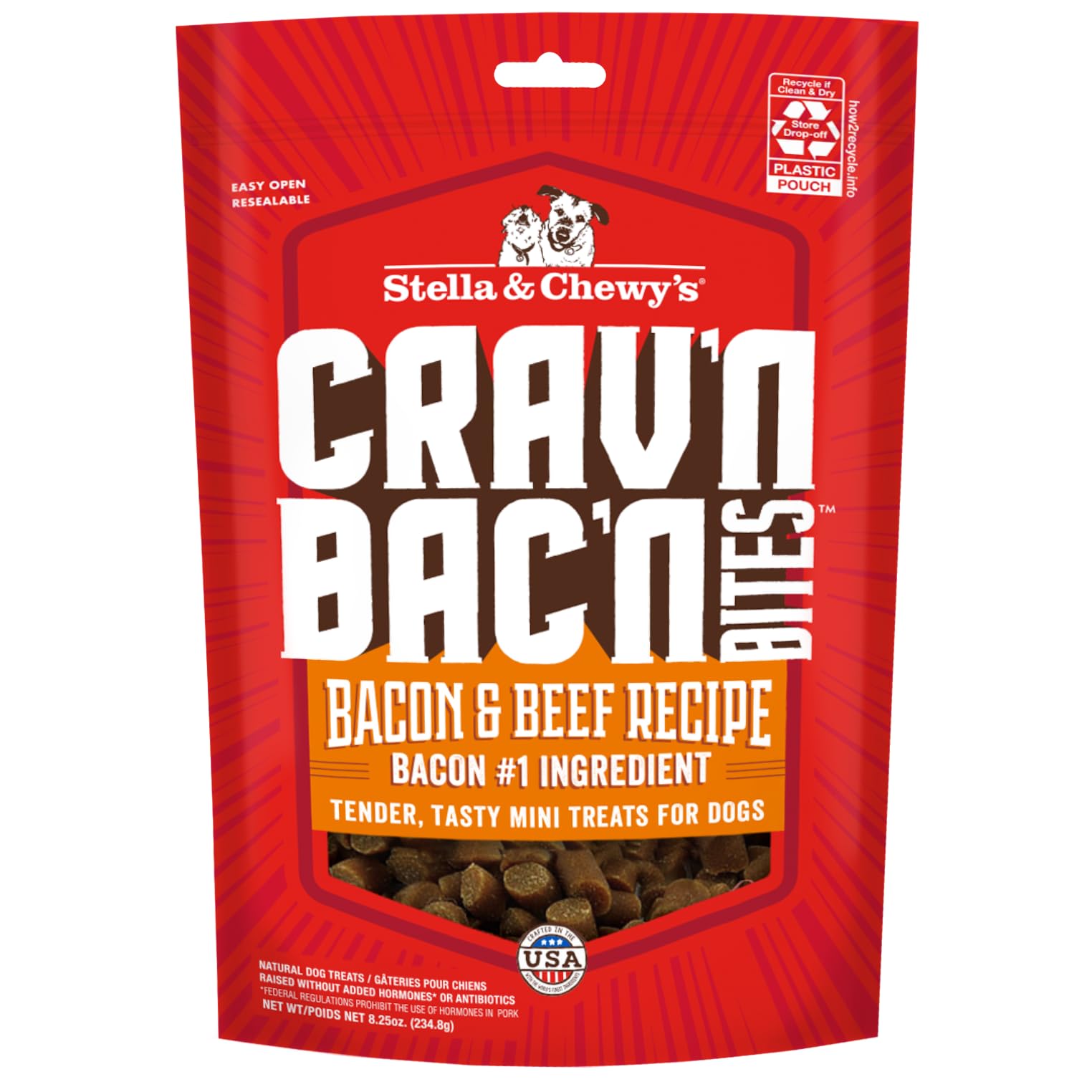 Stella & Chewy's Crav'n Bac'n Dog Treats Bacon & Beef Recipe, 8.25 oz. Bag