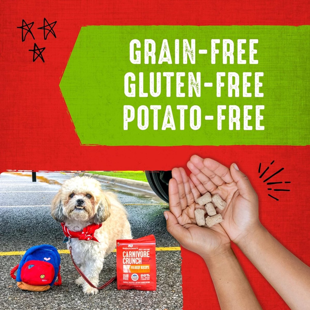 Stella & Chewy's Freeze - Dried Raw Carnivore Crunch Cage - Free Duck Recipe Dog Treats – 3.25 oz. Bag