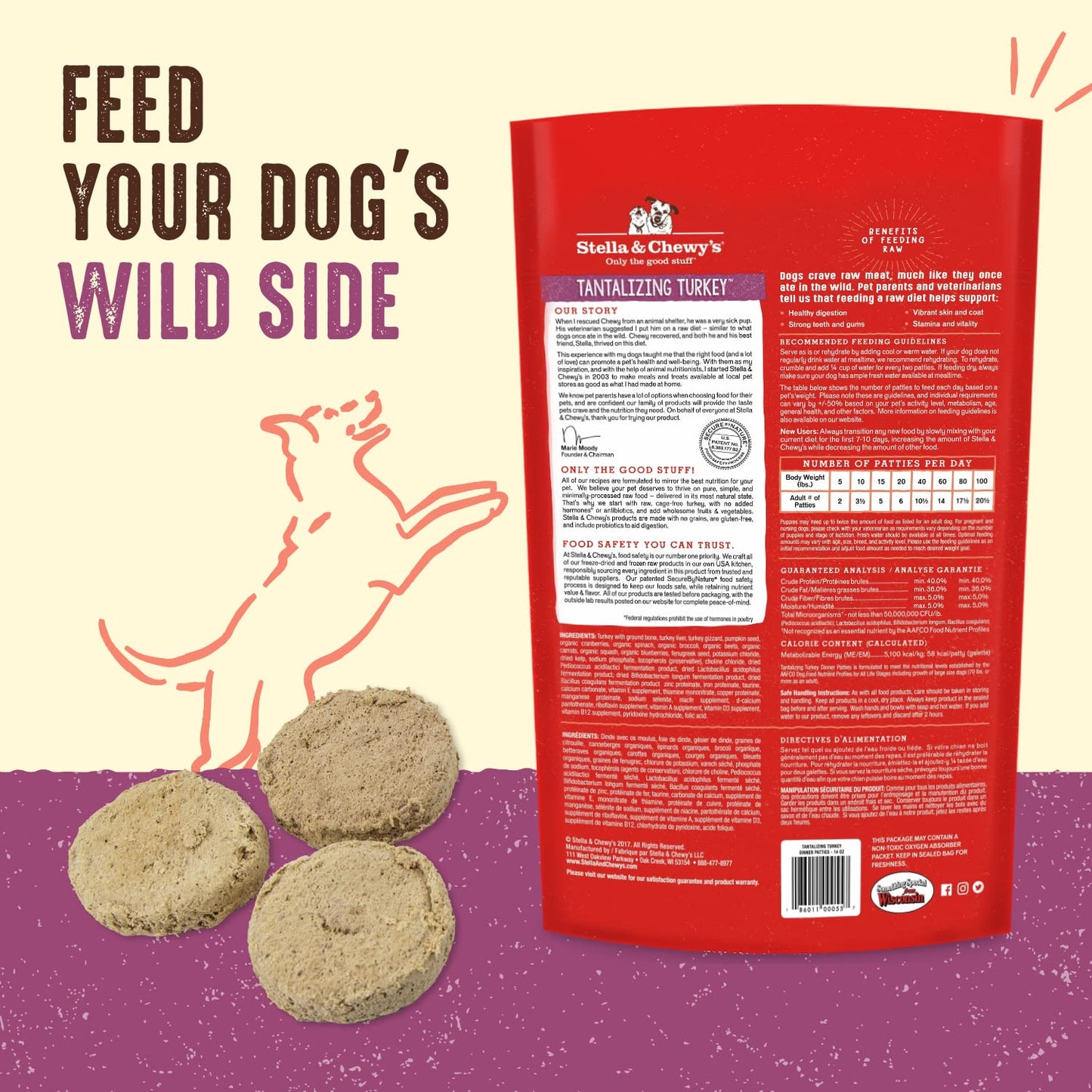 Stella & Chewy's Freeze Dried Raw Dinner Patties | Tantalizing Turkey Recipe | 14 oz Bag