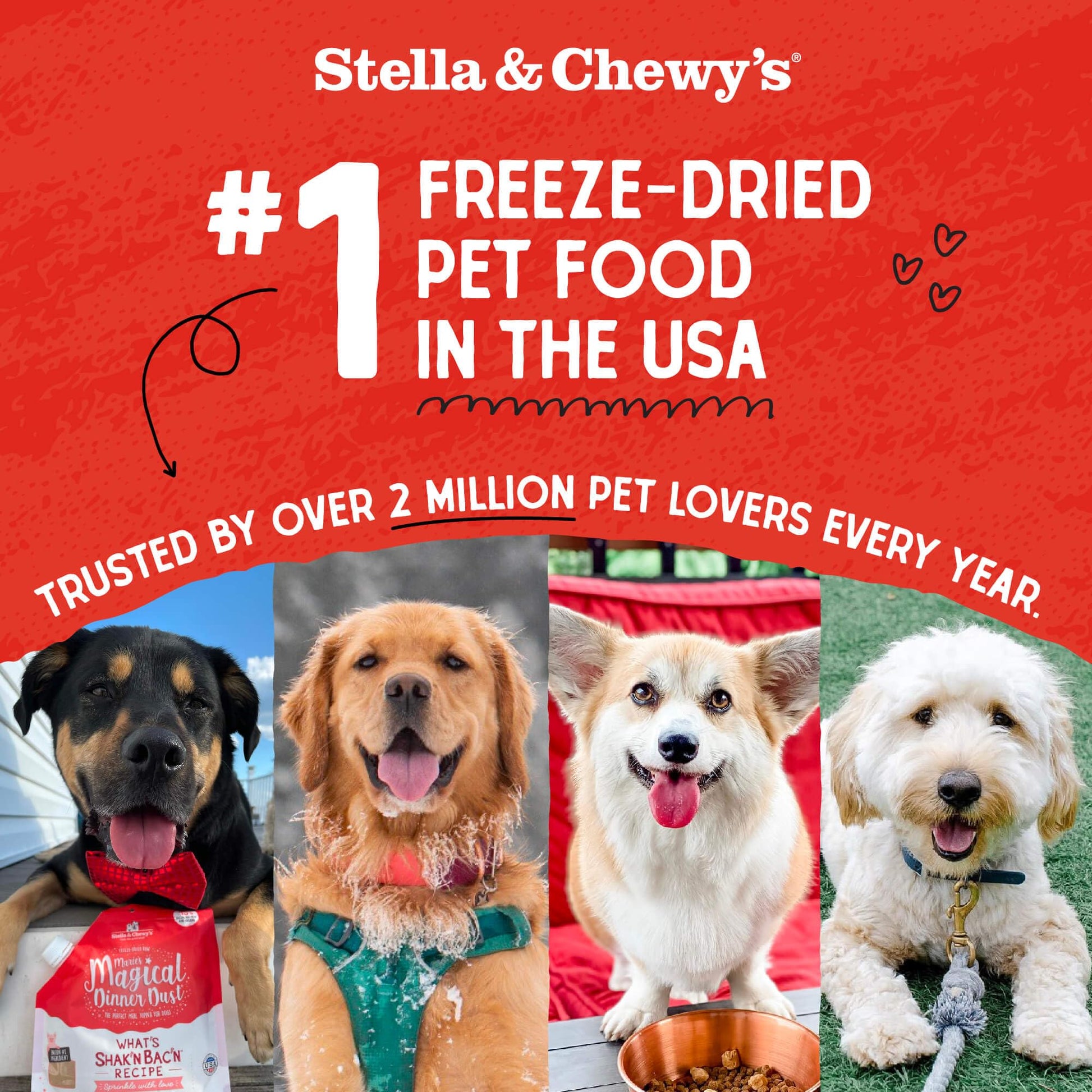 Stella & Chewy's Freeze - Dried Raw Single Ingredient Chicken Hearts Dog Treats, 11.5 oz. Bag