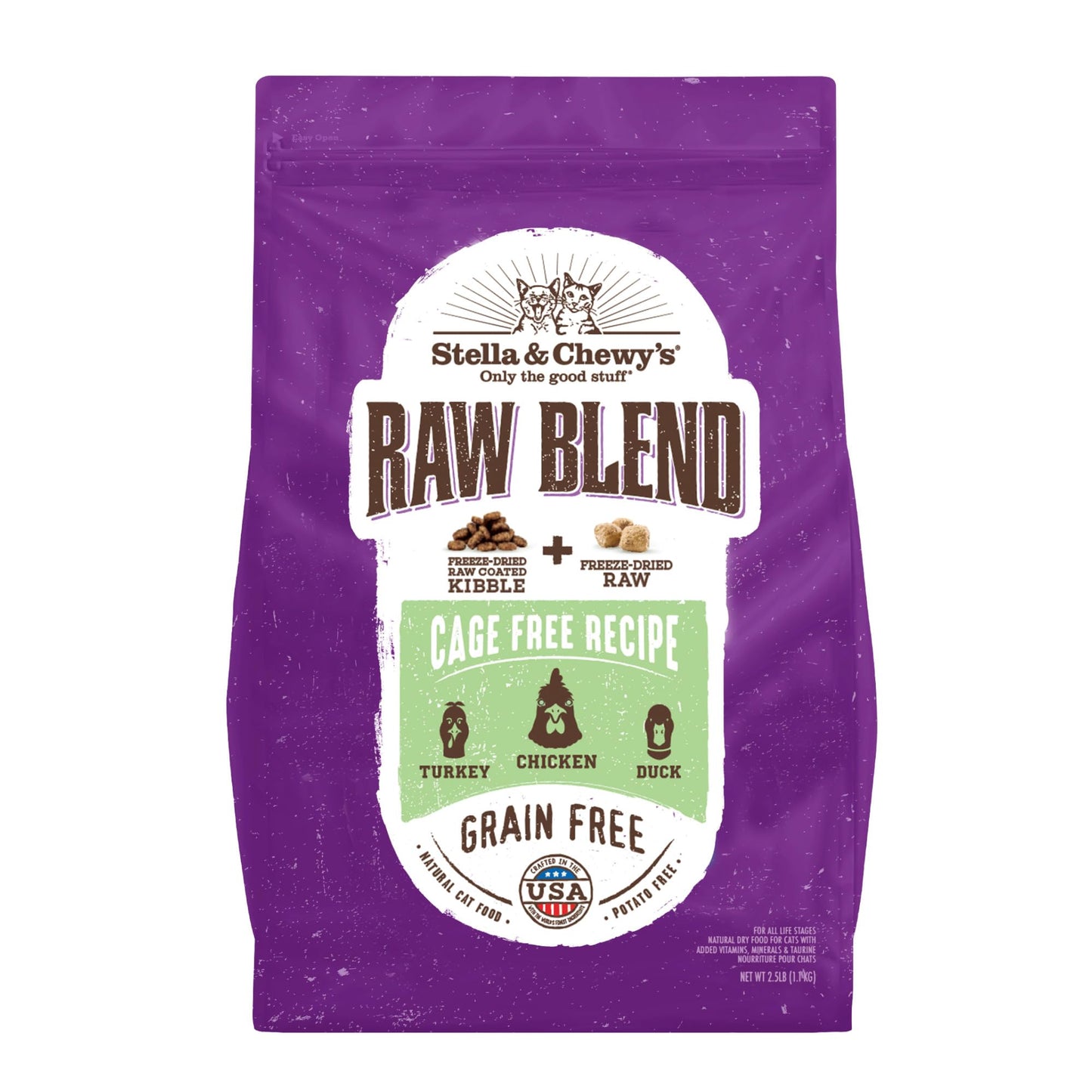 Stella & Chewy's Raw Blend Premium Kibble Cat Food – Grain Free, Protein Rich Meals – Cage - Free Poultry Recipe – 2.5 lb. Bag