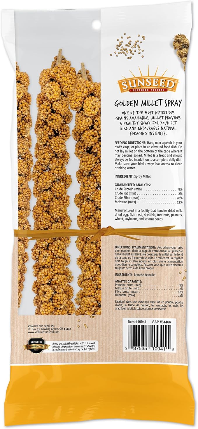 Sunseed golden millet spray 4oz bird treat
