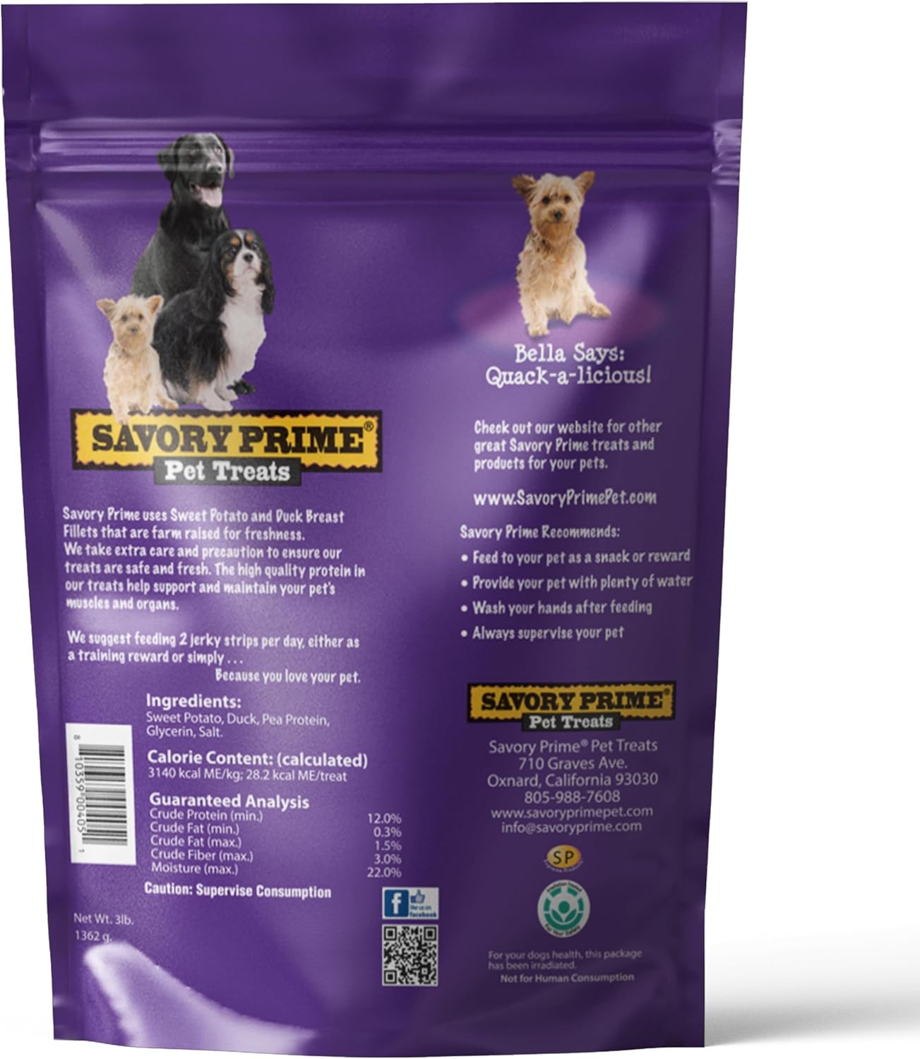 Sweet potato and duck jerky 3lb