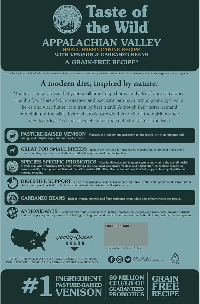Taste of the Wild Dog Food Appalachian Valley Small Breed