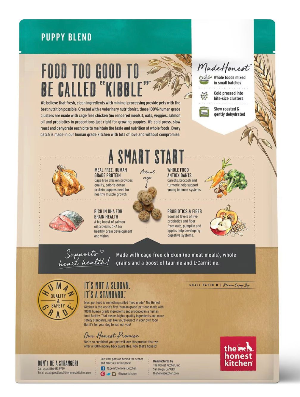 The Honest Kitchen Food Clusters Whole Grain Chicken & Oat Recipe Puppy Blend Dog Food, 4 - lb bag