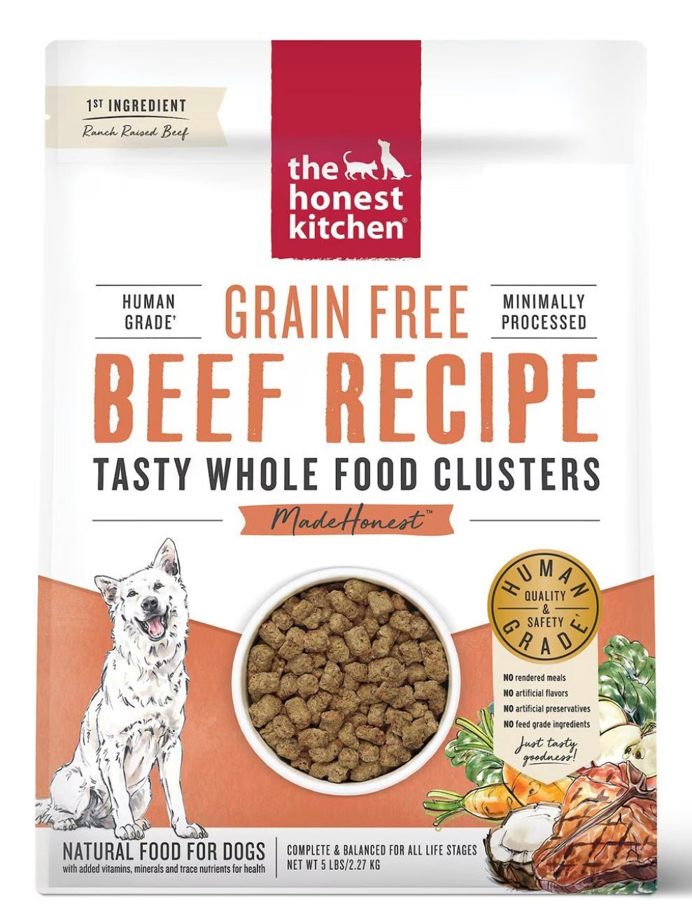 The Honest Kitchen Grain - Free Beef Whole Food Clusters Dry Dog Food, 5 - lb bag
