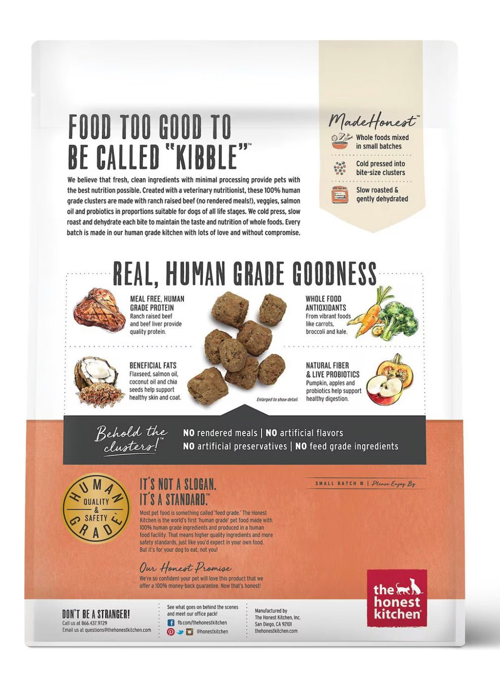 The Honest Kitchen Grain - Free Beef Whole Food Clusters Dry Dog Food, 5 - lb bag