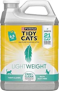 Tidy Cats Light Weight Free & Clean Unscented Clumping Multi Cat Litter, 8.5 llb