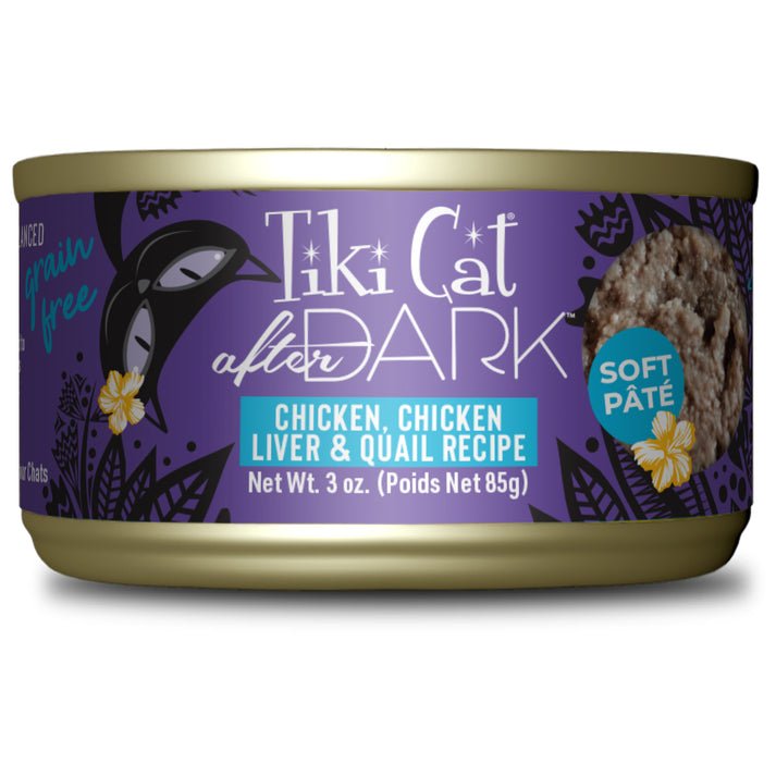 Tiki cat after dark chicken & chicken liver & quail recipe canned cat food 3oz