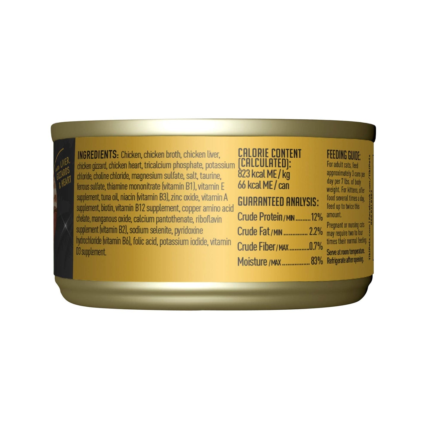 Tiki Cat After Dark, Chicken, High - Protein and 100% Non - GMO Ingredients, Wet Cat Food for Adult Cats, 2.8 oz. Cans (Pack of 12)