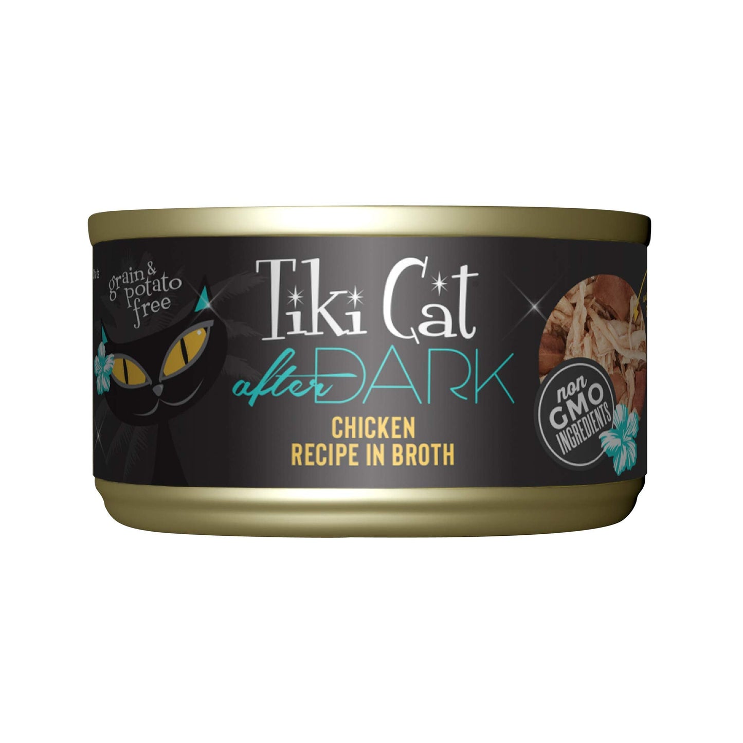 Tiki Cat After Dark, Chicken, High - Protein and 100% Non - GMO Ingredients, Wet Cat Food for Adult Cats, 2.8 oz. Cans (Pack of 12)