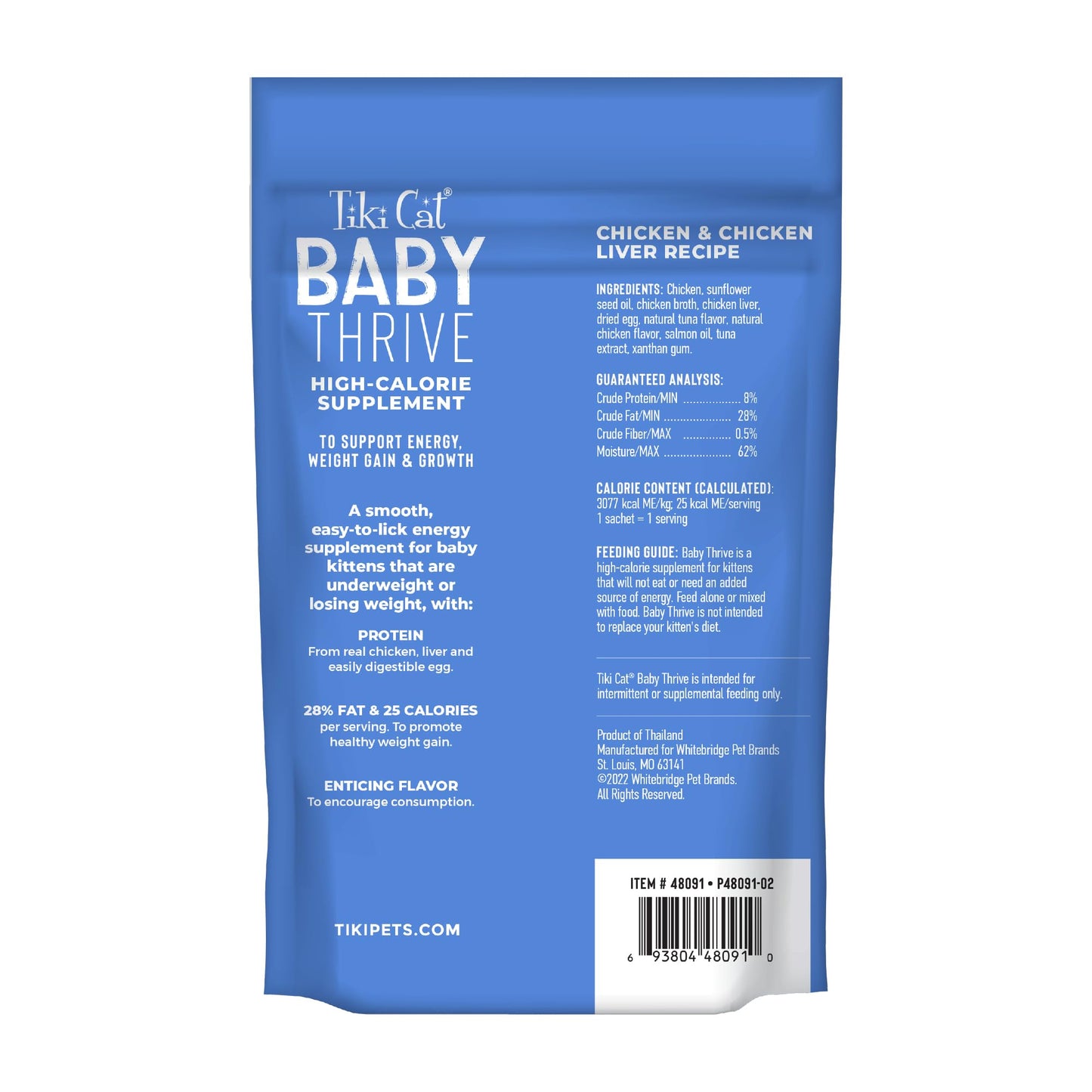 Tiki Cat Baby Thrive, Chicken & Chicken Liver Mousse, 5.6 oz. Pouch (20 Individual Servings)