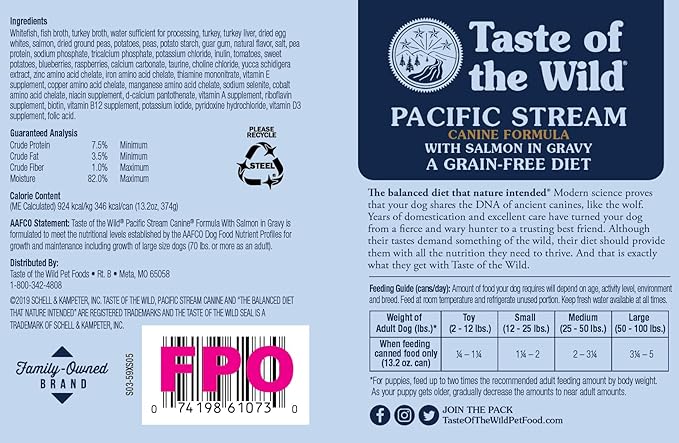 TOTW Taste of the wild pacific stream salmon canine recipe in gravy 13.2oz