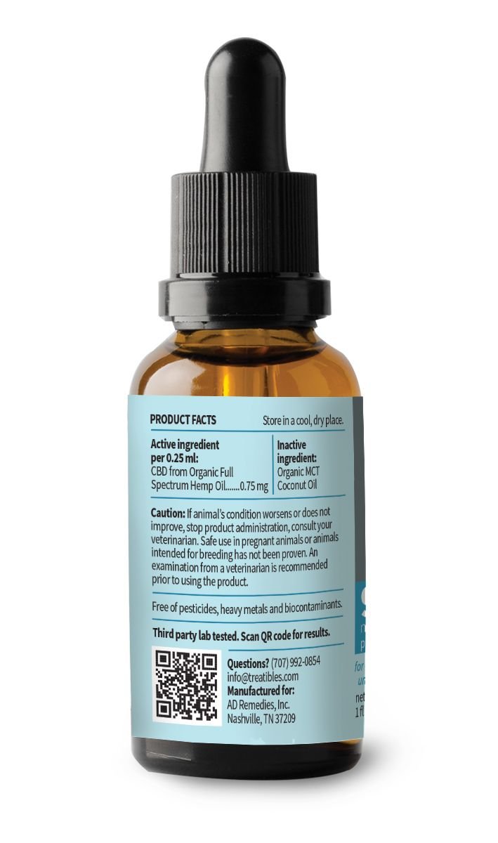 Treatibles Oil Dropper CBD for dogs and cats - 90 mg