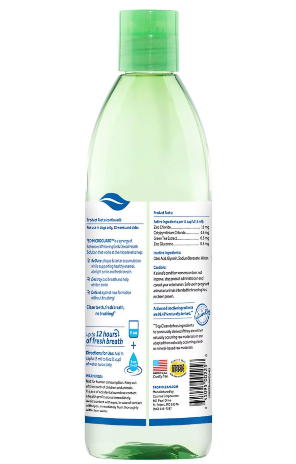 TropiClean Fresh Breath Advanced Whitening Teeth Cleaning Dog Dental Water Additive, 16 - fl oz bottle