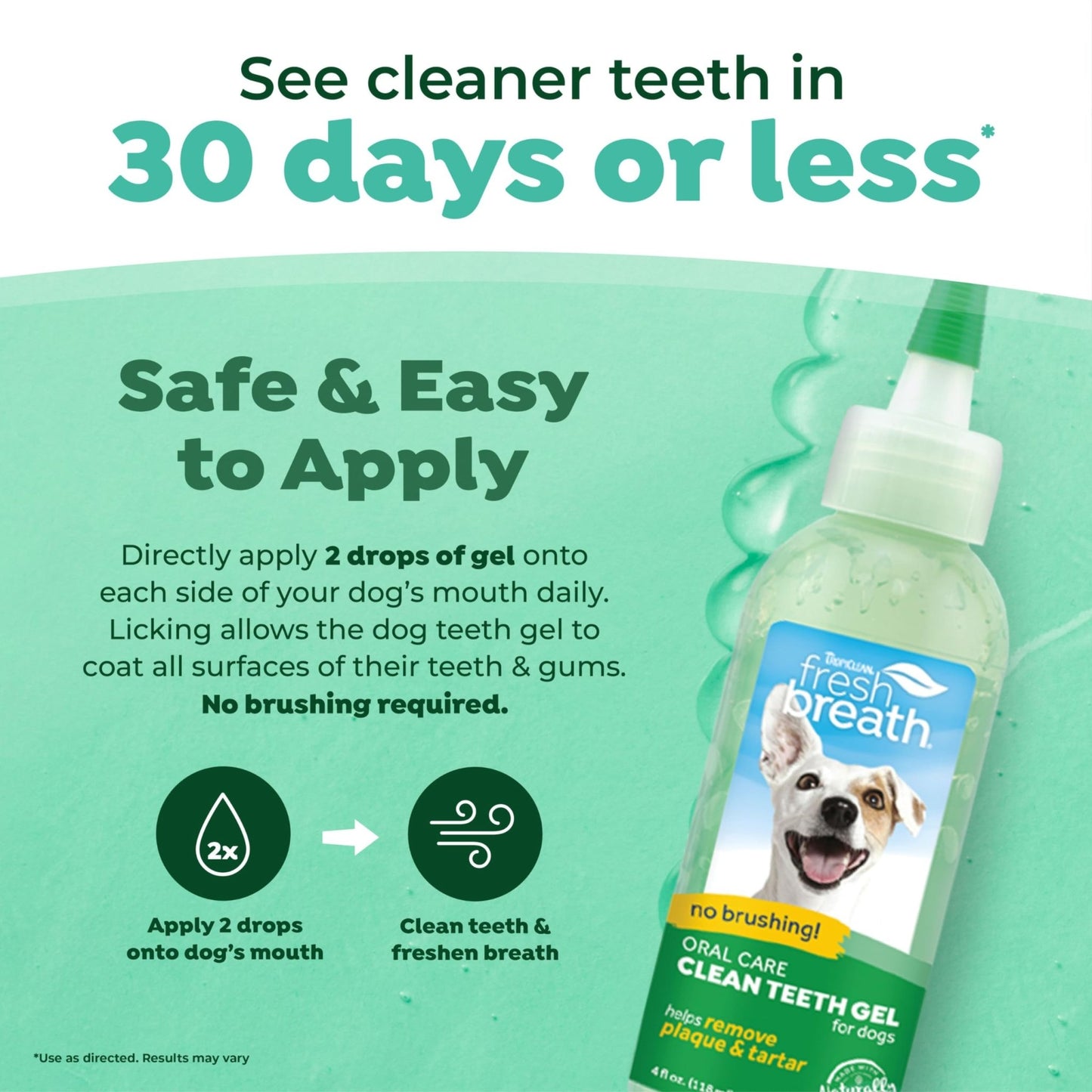 Tropiclean Fresh Breath For Dogs | No Brush Dental Gel For Dogs | Dog Dental Gel & Toothpaste For Plaque, Tartar & Stinky Breath | Made In The Usa | 4 Oz.