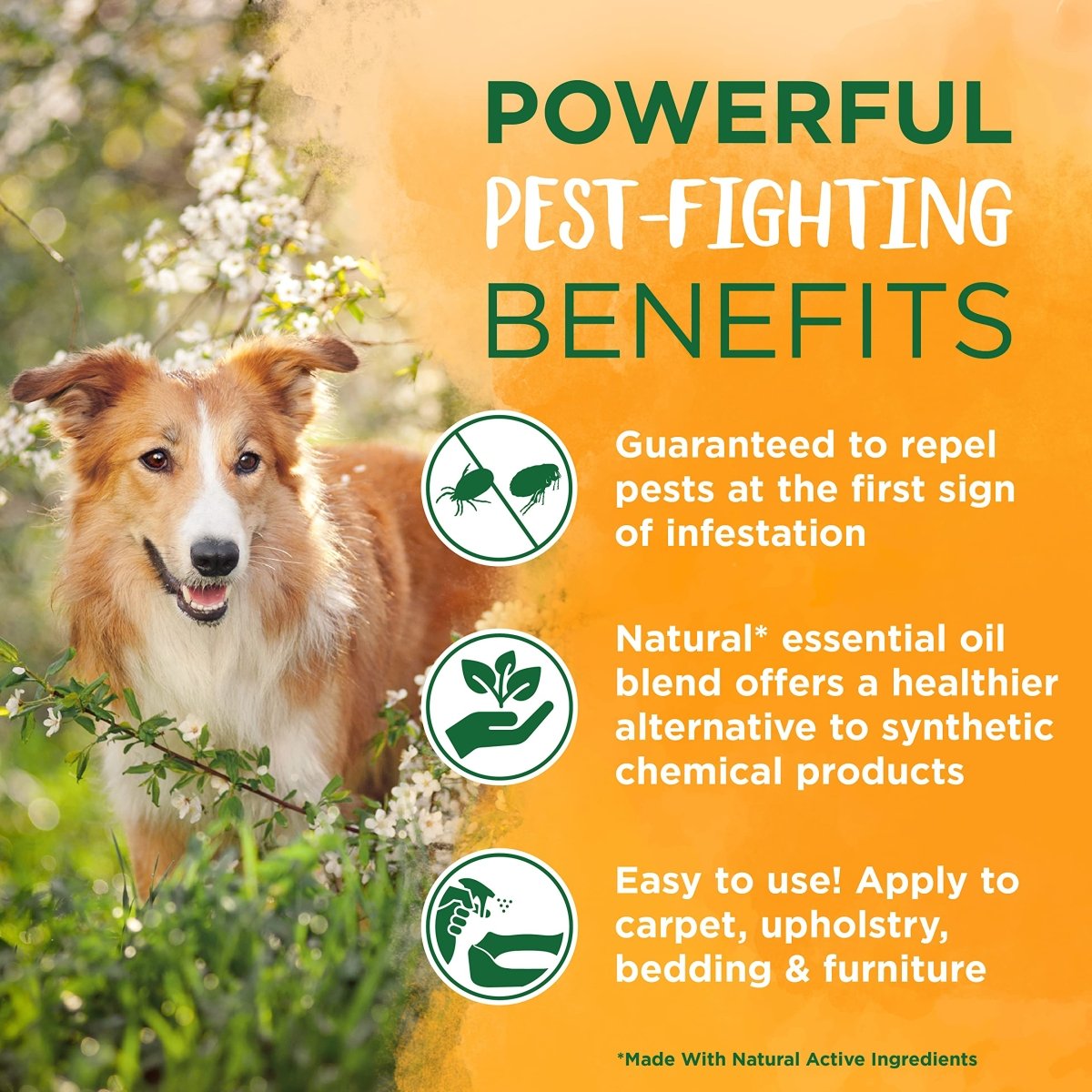 TropiClean Natural Flea and Tick Spray for Home - Maximum Strength Flea Spray for Carpet and Furniture - 32oz