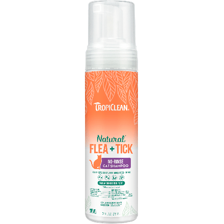 TropiClean Natural Flea + Tick No - Rinse Cat Shampoo - 7.4 oz Bottle