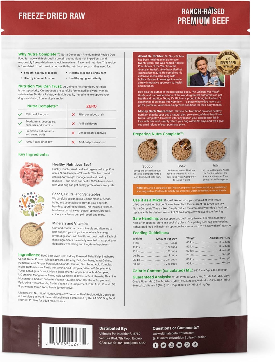 Ultimate pet nutrition nutra complete freeze dried raw premium beef recipe 16oz dog treats