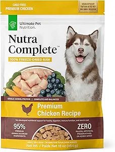 Ultimate pet nutrition nutra complete premium chicken recipe freeze dried raw chicken dog treats 16oz