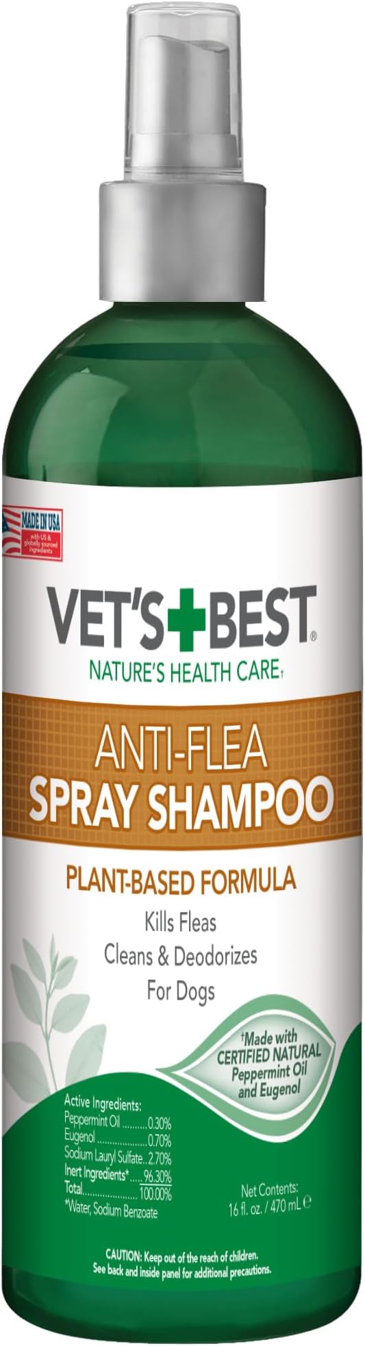 Vets best anti flea spray shampoo 16oz bottle