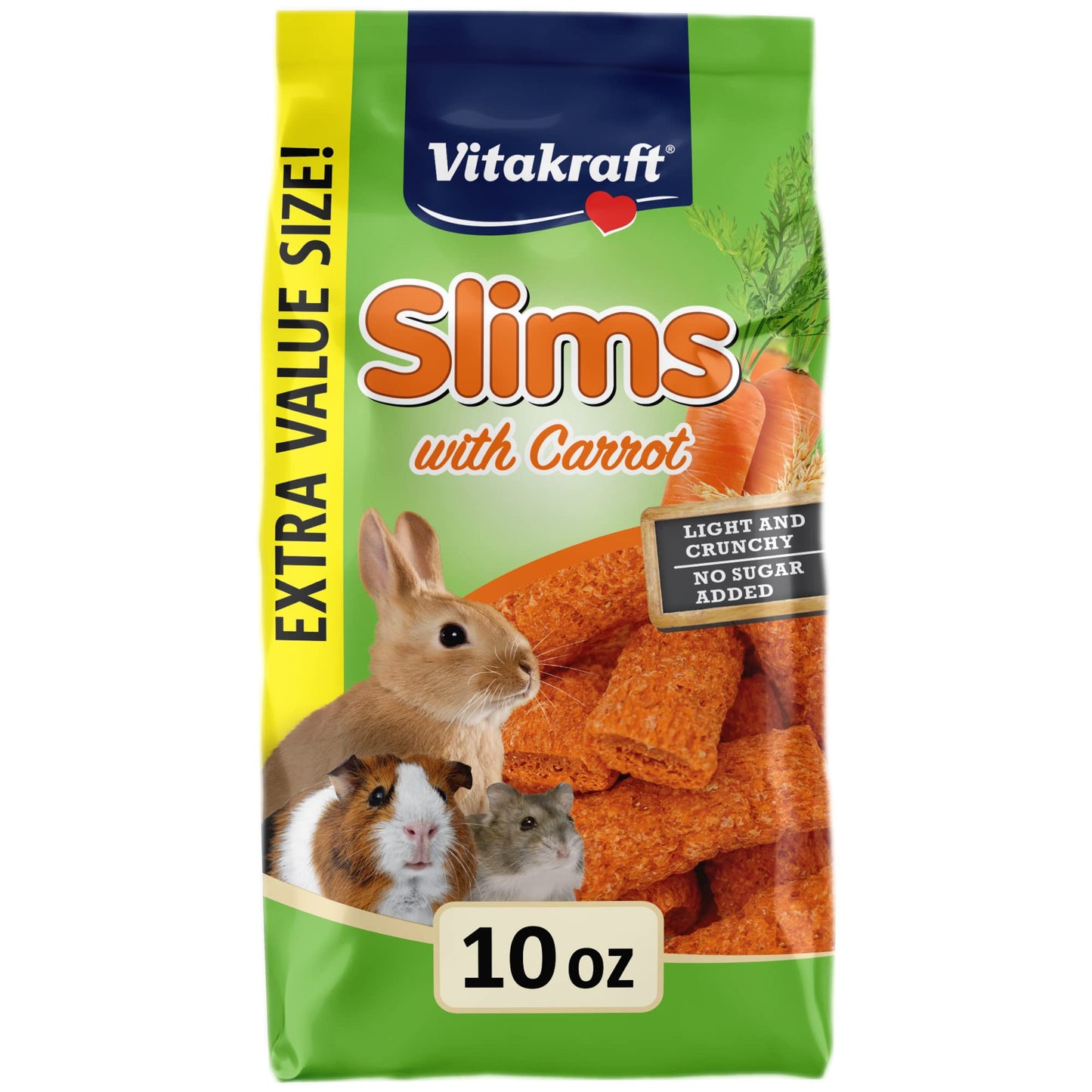 Vitakraft Slims Small Animal Treats - Carrot - Crispy Nibble Stick Treat - 10 Oz