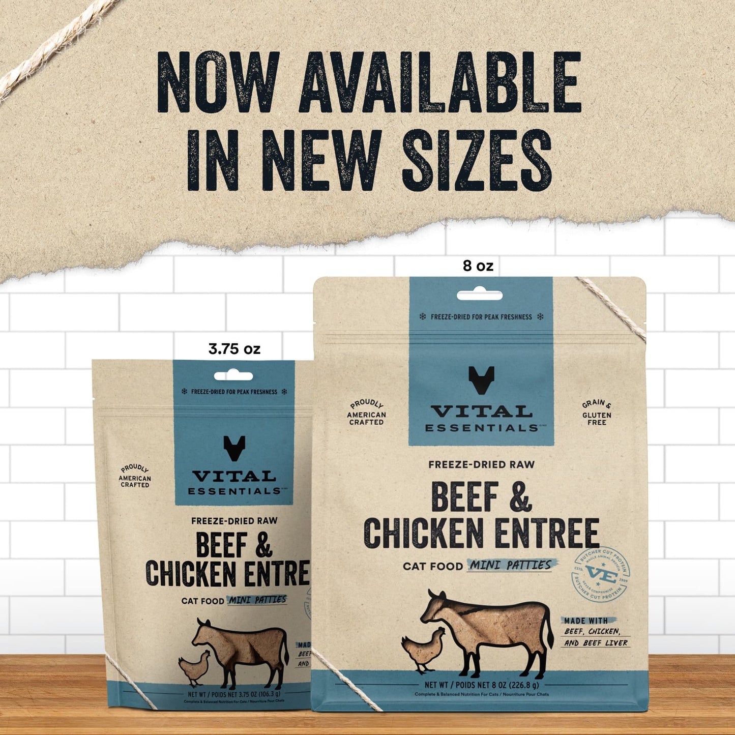 Vital Essentials Freeze Dried Raw Cat Food, Beef & Chicken Mini Patties Entree, 3.75 oz