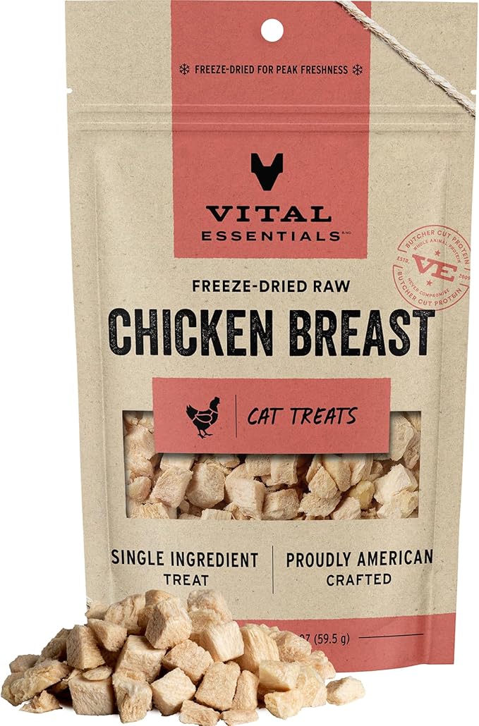 Vital essentials freeze dried raw chicken breast cat treats 2.1oz