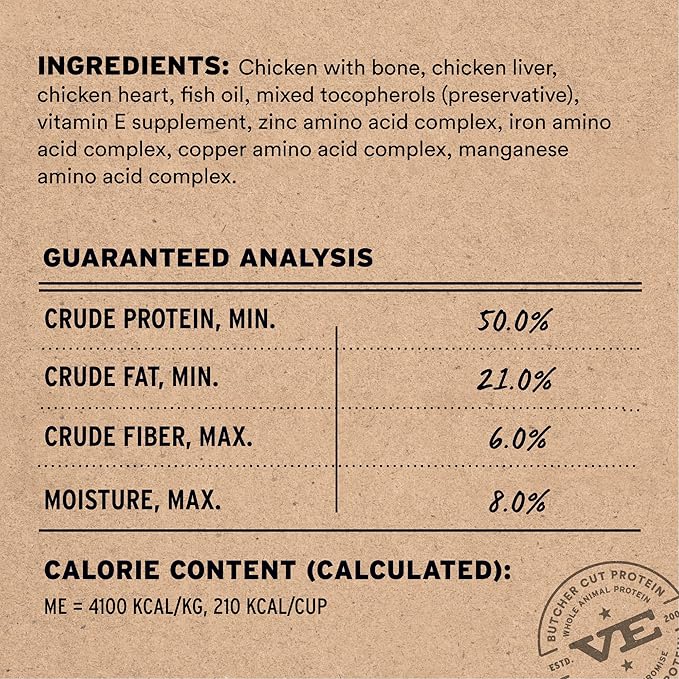 Vital essentials freeze dried raw chicken entree dog food nibs