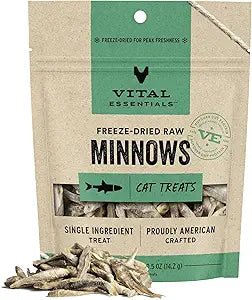 Vital essentials freeze dried raw minnows cat treats 0.5oz
