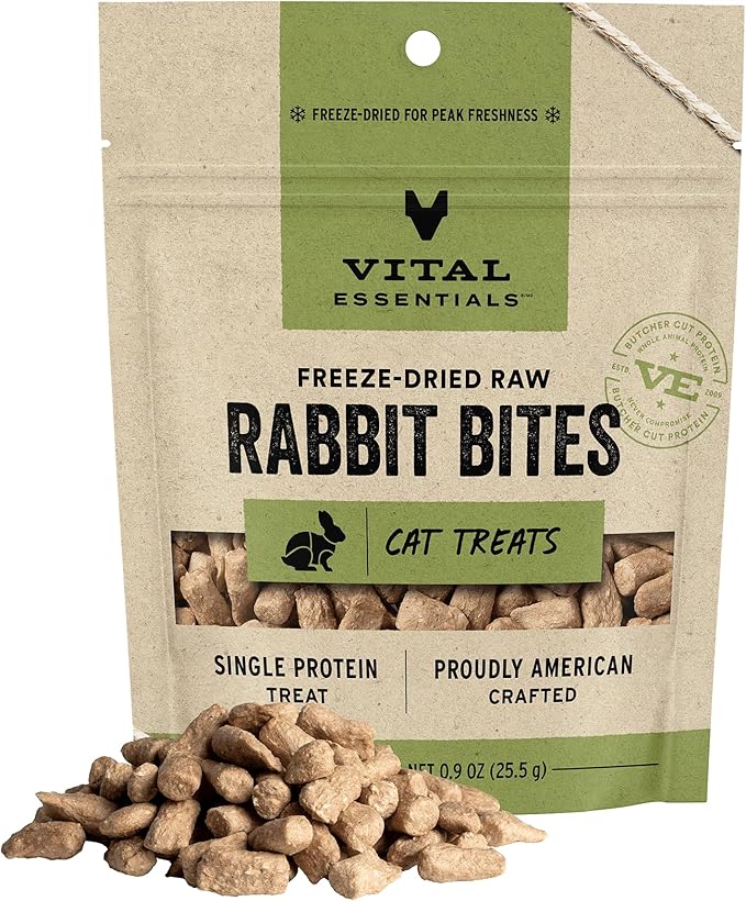 Vital essentials freeze dried raw rabbit bites cat treats 0.9oz