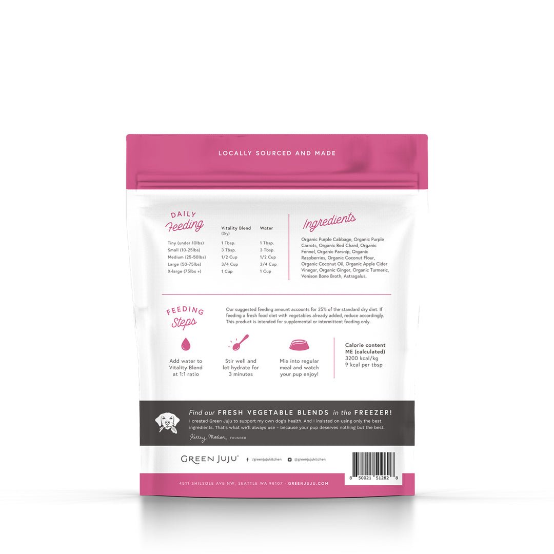 Vitality blend with astragalus freeze dried green vegetable blend for dogs and cats 5.5oz