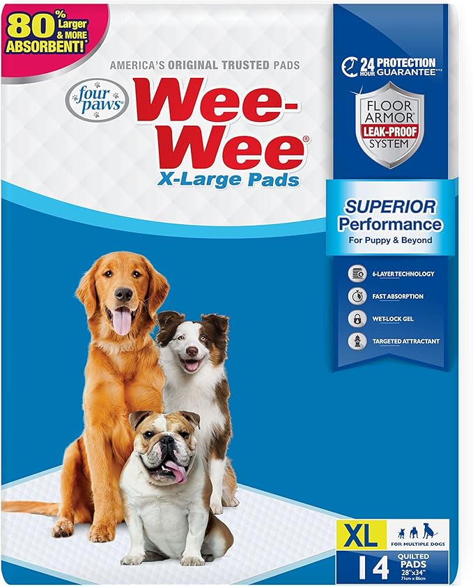 Wee - Wee Superior Performance Dog Pee Pads, X - Large, 28 x 34 - in, 14 count