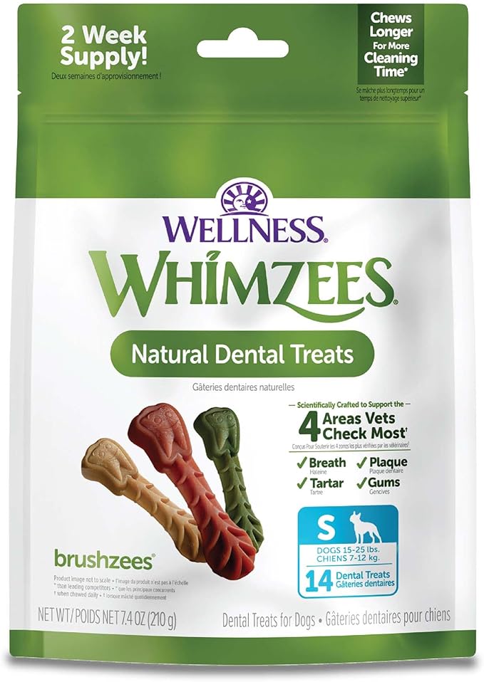 Wellness whimzees dental treats small 14ct dog dental treats