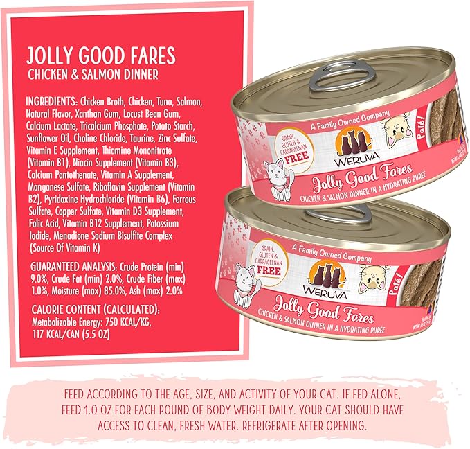 Weruva jolly good fares chicken and salmon dinner wet cat food