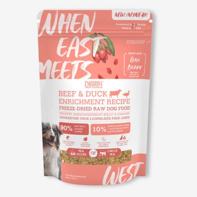 When east meets west charmy beef & duck enrichment recipe freeze dried raw dog food 5.2oz