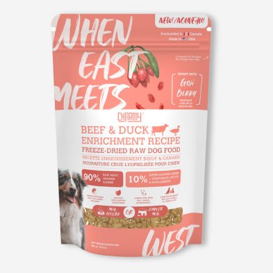 When East meets west charmy beef & duck freeze dried raw dog food 13.5oz