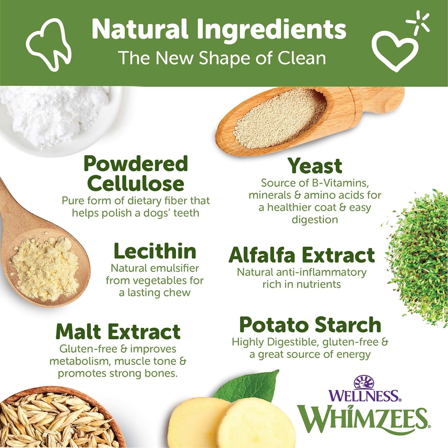 Whimzees by Wellness Brushzees Natural Grain Free X - Small Dental Chews for Dogs, 12.7 oz., Count of 48