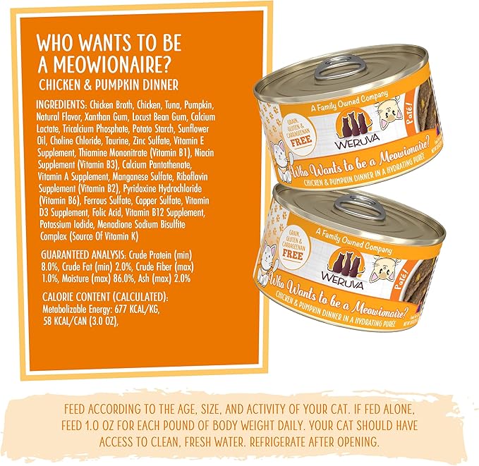 Who wants to be a meowionaire chicken and pumpkin weruva