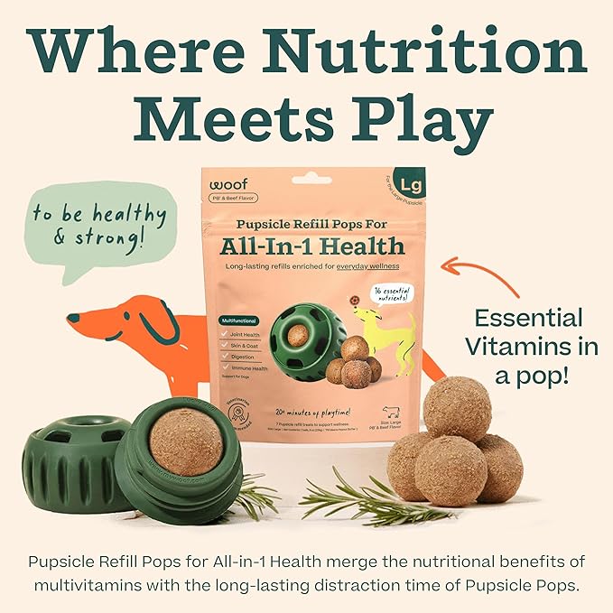 Woof pupsicle refills for all in 1 health 8oz pb & beef