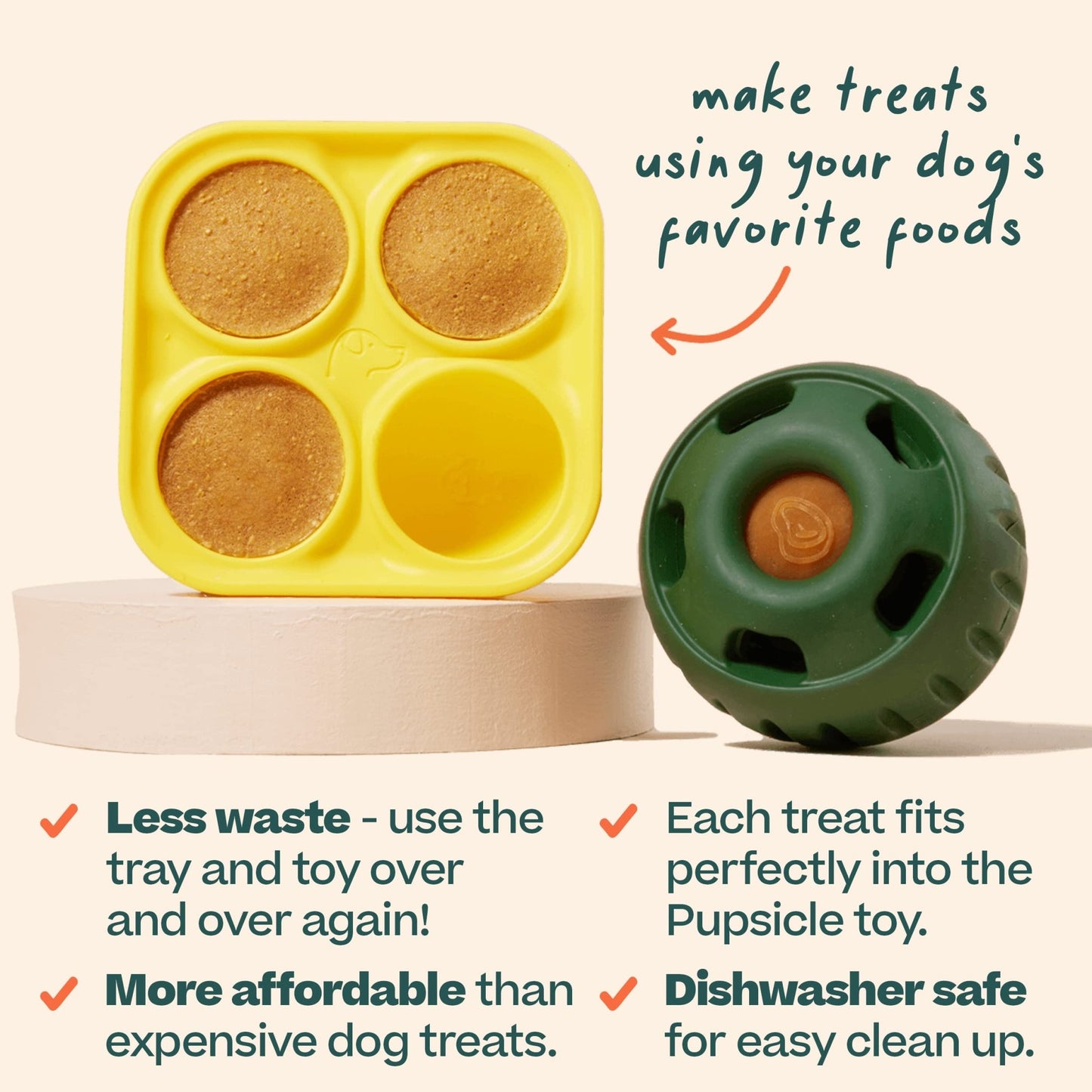 WOOF Pupsicle Treat Tray Mold, Small 10 - 25 lbs, Silicone Molds for Dog Treats, Dishwasher Safe, Reusable Treat Tray, Freeze Refill Treats For The Pupsicle Toy