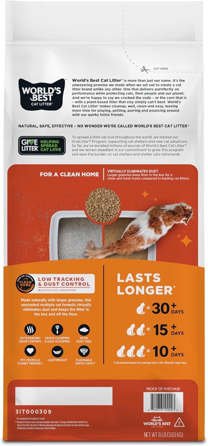 Worlds best cat litter low tracking and dust control 8lb
