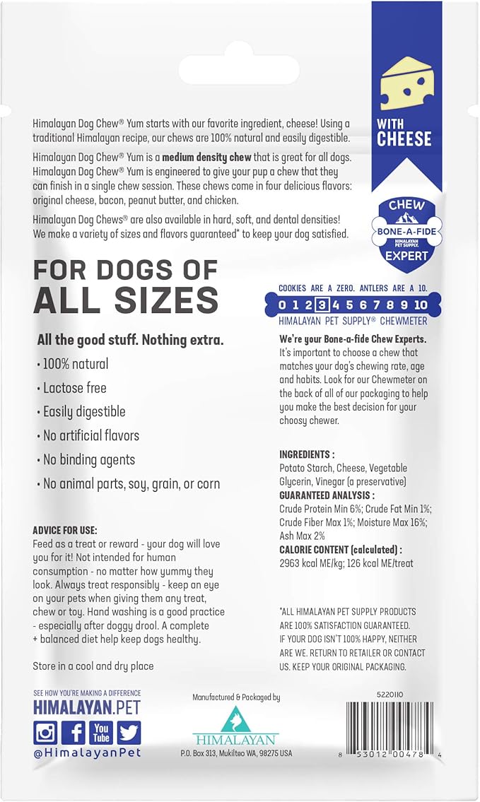 Yum Himalayan dog chew cheese dog