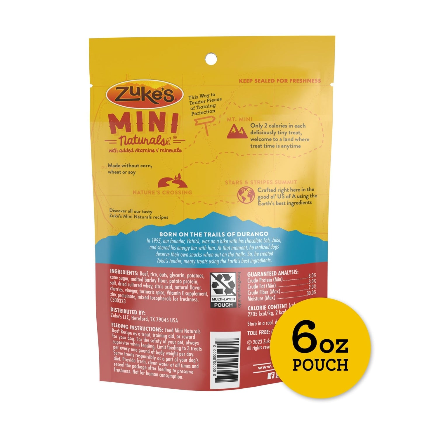Zuke’s Mini Naturals Soft And Chewy Dog Treats For Training Pouch, Natural Treat Bites With Beef Recipe - 6 oz. Bag