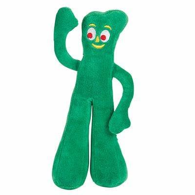 Multipet Gumby Dog Plush Toy - Squeaky Toy for All Dogs - Extra Soft Plush w/ Flexible Legs & Arms - Stuffed Animal for Cuddling & Playing - Cute Dog Pet Toy (9", Green)