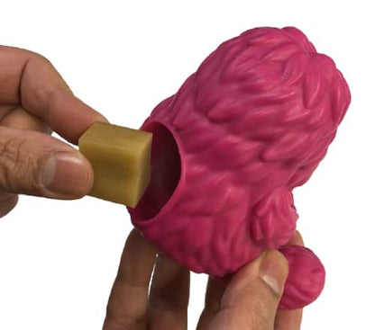 Yeti Dog Chew Puff and Play Interactive Dog Toys, Nuggets Dog Treat Dispenser Puzzle, Fun Stimulating Chew Toy for Teething, Behavior Training for Light to Moderate Chewers, Yeti, Pink