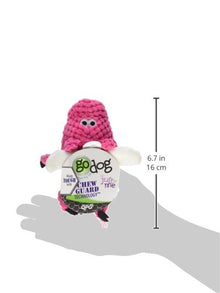 goDog Just for Me Flying Pig Checkers with Chew Guard Technology Tough Plush Dog Toy, Pink, Small